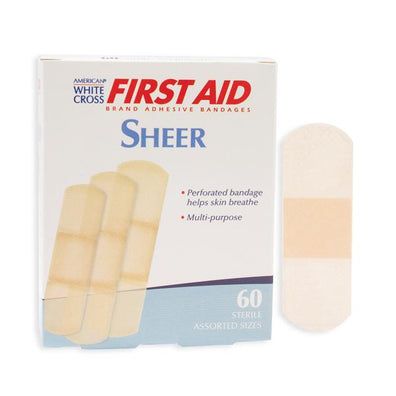 Bandage Adhesive Strip Plastic Film Assorted Sizes Sheer 60/Box, 24 BX/CA - Surgical Supplies NY